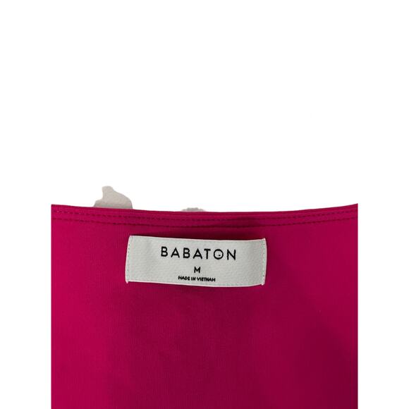 Aritizia Babaton Pink Contour V-Neck Body Hugging Long Sleeve Top‎ Size Medium - Picture 2 of 9